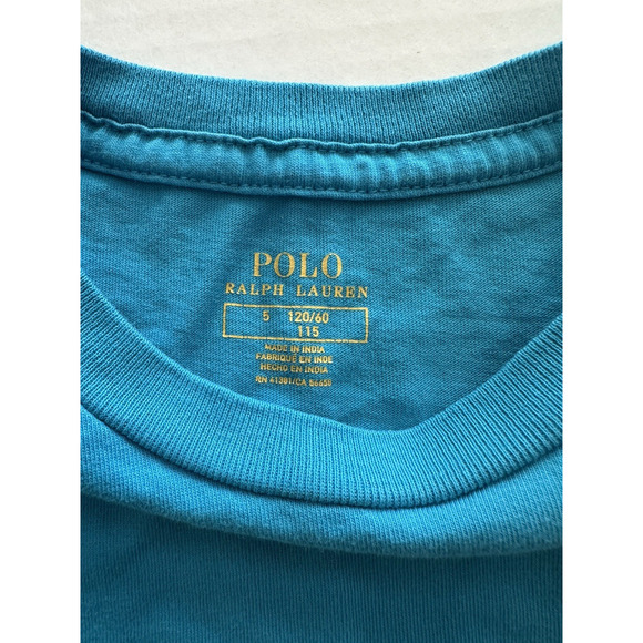 Polo Ralph Lauren Kid's T-Shirt Teal Blue Orange Pony Sz 5 Short Sleeve - Picture 3 of 6